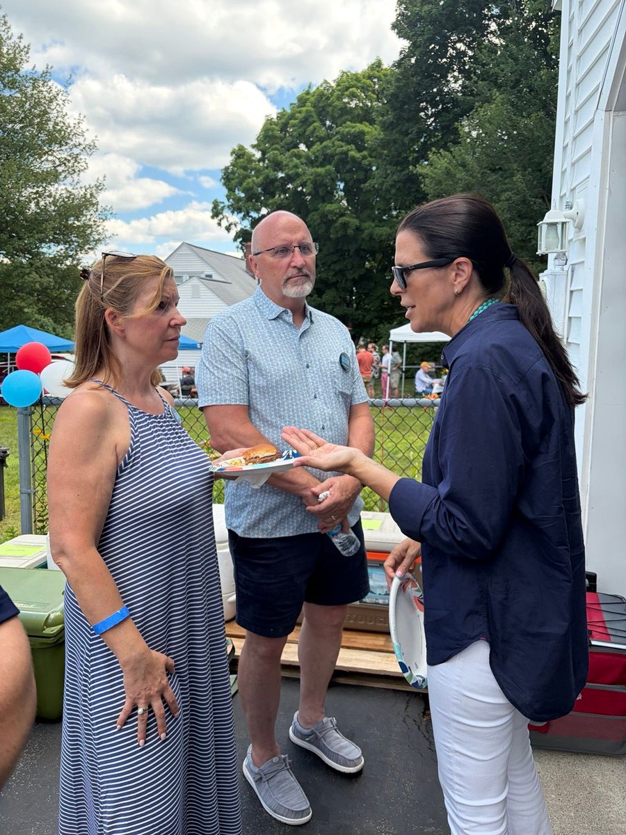 Stefany4NH's tweet photo. Summer and sunshine means barbecue season! Fun to spend yesterday afternoon with Manchester Democrats. Together we're going to bring change this November and flip the House! #NHPolitics https://t.co/kxgwC7OACA