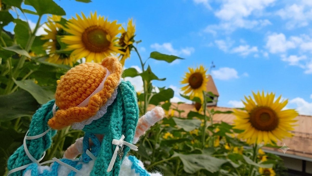 🌻空に免じて🌻 🌻🌻ひまわりちゃん嬉しそう(⁠*⁠´⁠ω⁠｀⁠*⁠)🌻🌻 #やまみく