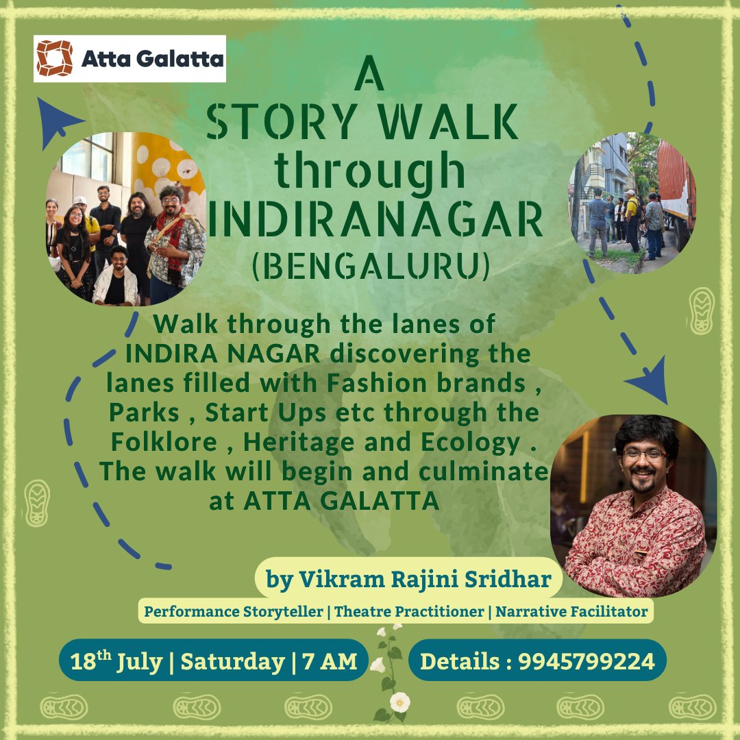 AttaGalatta's tweet photo. See Indiranagar through stories you may have never heard before. Join storyteller Vikram Sridhar for a guided story walk that uncovers the history, culture, and hidden narratives of one of Bengaluru's most vibrant neighbourhoods.

📅 18 July | 🕖 7 AM
https://t.co/ea3Nvwz9cI https://t.co/XRV1gD6Knj
