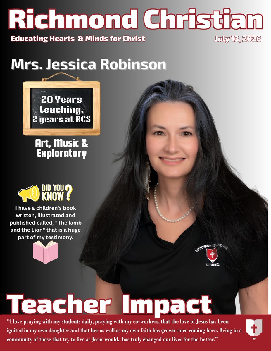 RCSAll4Him's tweet photo. Meet Mrs. Robinson, our Art, Music, and Exploratory teacher.  Creativity is a gift from God, and she helps students discover and develop those gifts every day. 🎨🎵✨ #rcsallforhim https://t.co/NElZVbSXTH