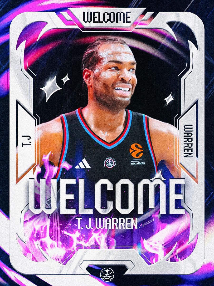 ParisBasketball's tweet photo. TJ WARREN EST PARISIEN 🖤❤️💙 @TJWarren  

Du haut de ses 32 ans, 11 saisons et 385 matches NBA, l’ailier TJ Warren pose ses valises à Paname pour la saison 2026/2027 😈

Let’s gooooo @TJWarren 👊 https://t.co/KwzVMOmLSj