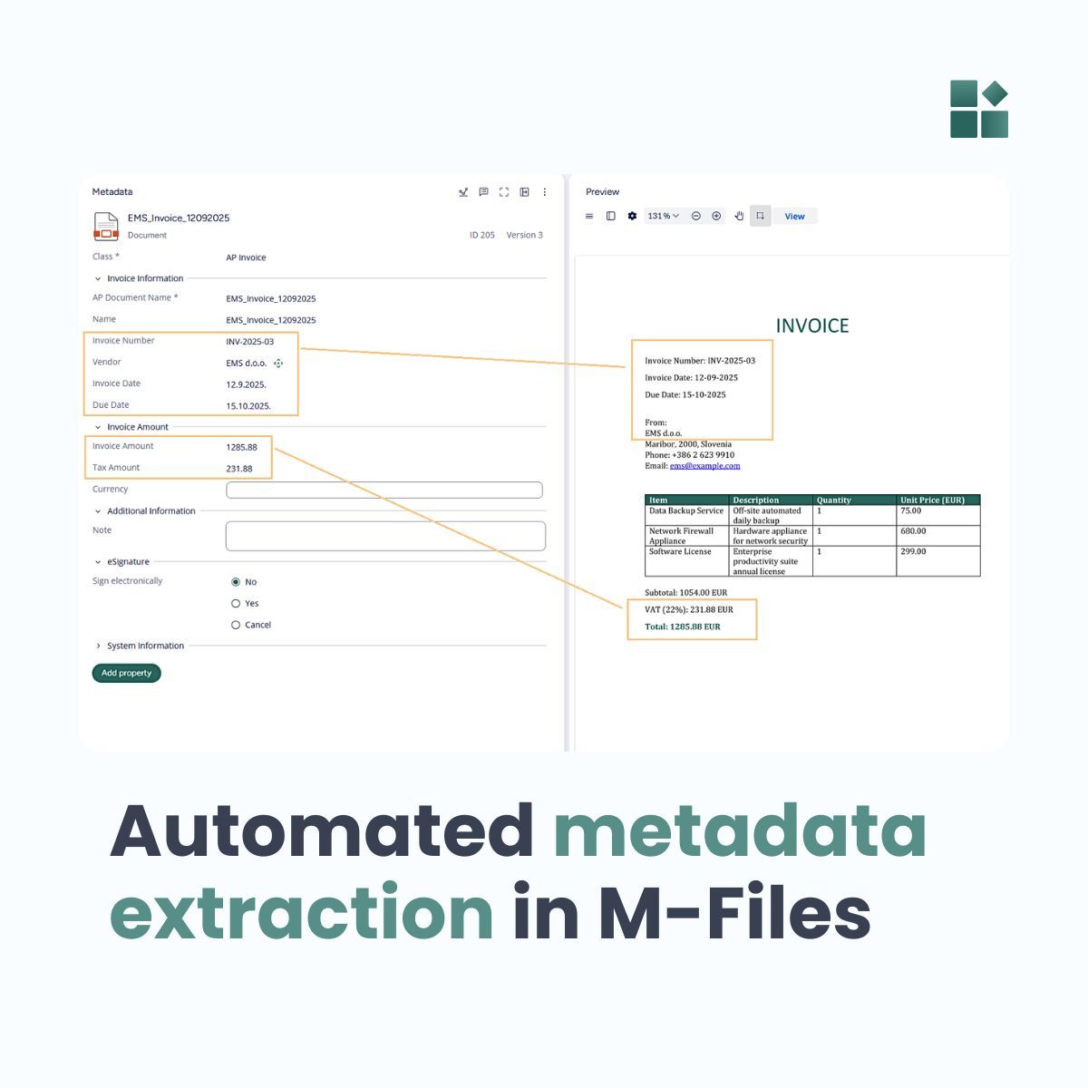 unitflyaddons's tweet photo. When a document is added to #MFiles, #AI can automatically classify it and extract the right metadata based on the detected document type.
📕 Learn more about AI-assisted document processing in M-Files: https://t.co/9KPwz0BzsX https://t.co/W3l1yBIbjO