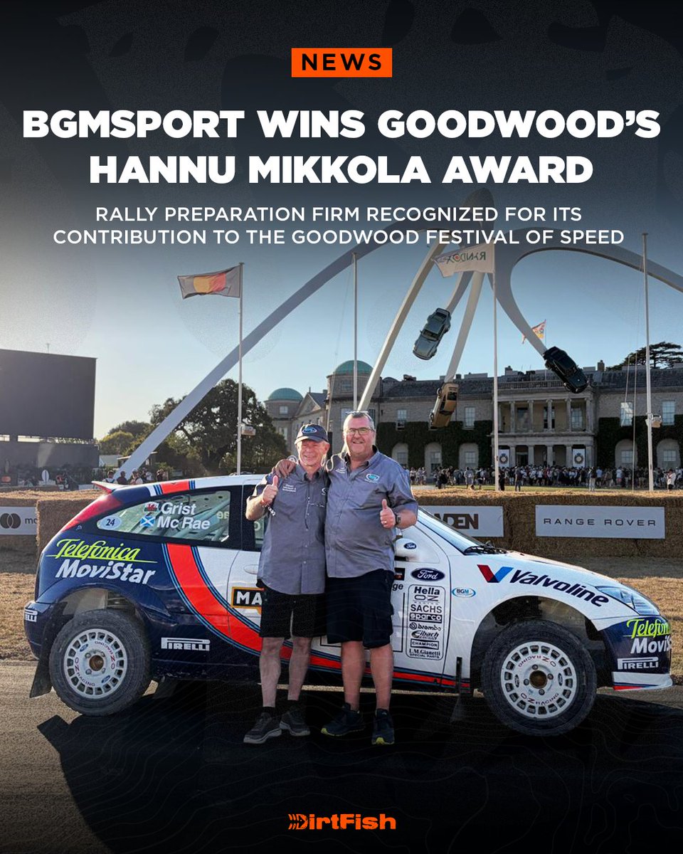 DirtFishRally's tweet photo. BGMSport wins Goodwood's Hannu Mikkola Award! 🏆👏

The firm - which looks after DirtFish owner Steve Rimmer's collection - has been attending the Festival of Speed for a remarkable 20 years 🙌 https://t.co/HMsj2UQ7pK
