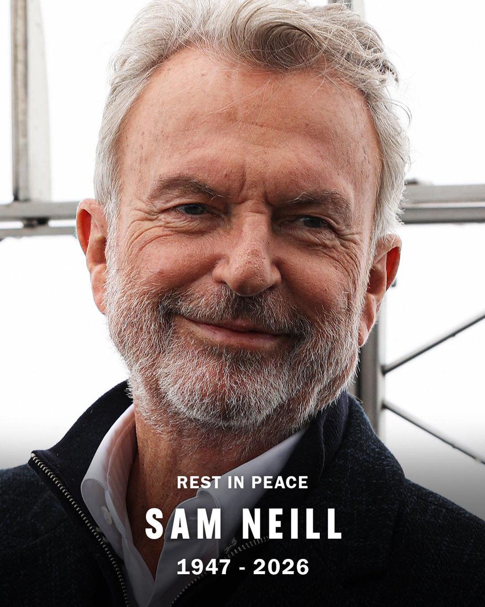 RottenTomatoes's tweet photo. Sam Neill, star of Jurassic Park, The Piano, Possession, and more, has sadly passed away.

Rest in peace. https://t.co/H17V8ZbrTb