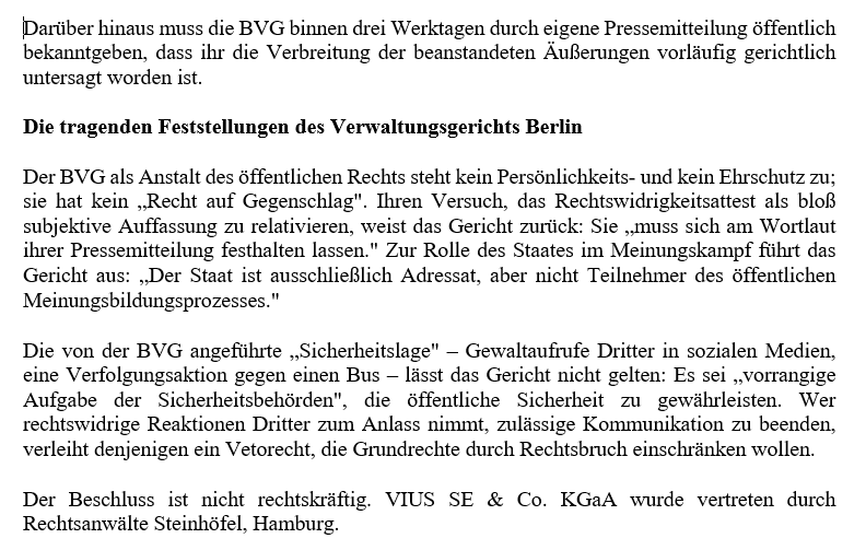 Steinhoefel's tweet photo. PRESSEMITTEILUNG
Verwaltungsgericht Berlin stoppt Berliner Verkehrsbetriebe (BVG): Werbekampagne von NIUS muss fortgesetzt werden – BVG muss Niederlage selbst öffentlich bekanntgeben https://t.co/pPuCCGetsQ