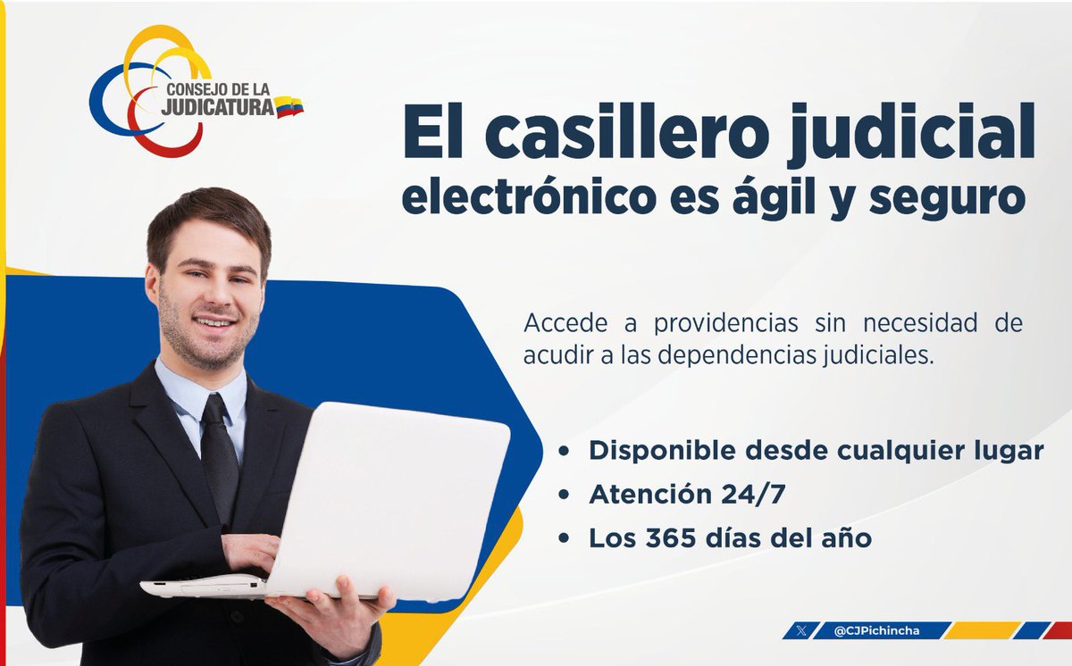 CjPichincha's tweet photo. 🖥️ #CasilleroJudicialElectrónico

Consulta tus providencias en línea, desde cualquier lugar y en el momento que necesites.

🗓️ Disponible los 365 días del año.

#JusticiaConIndenpendenciaCJ https://t.co/96ZgiusPcl