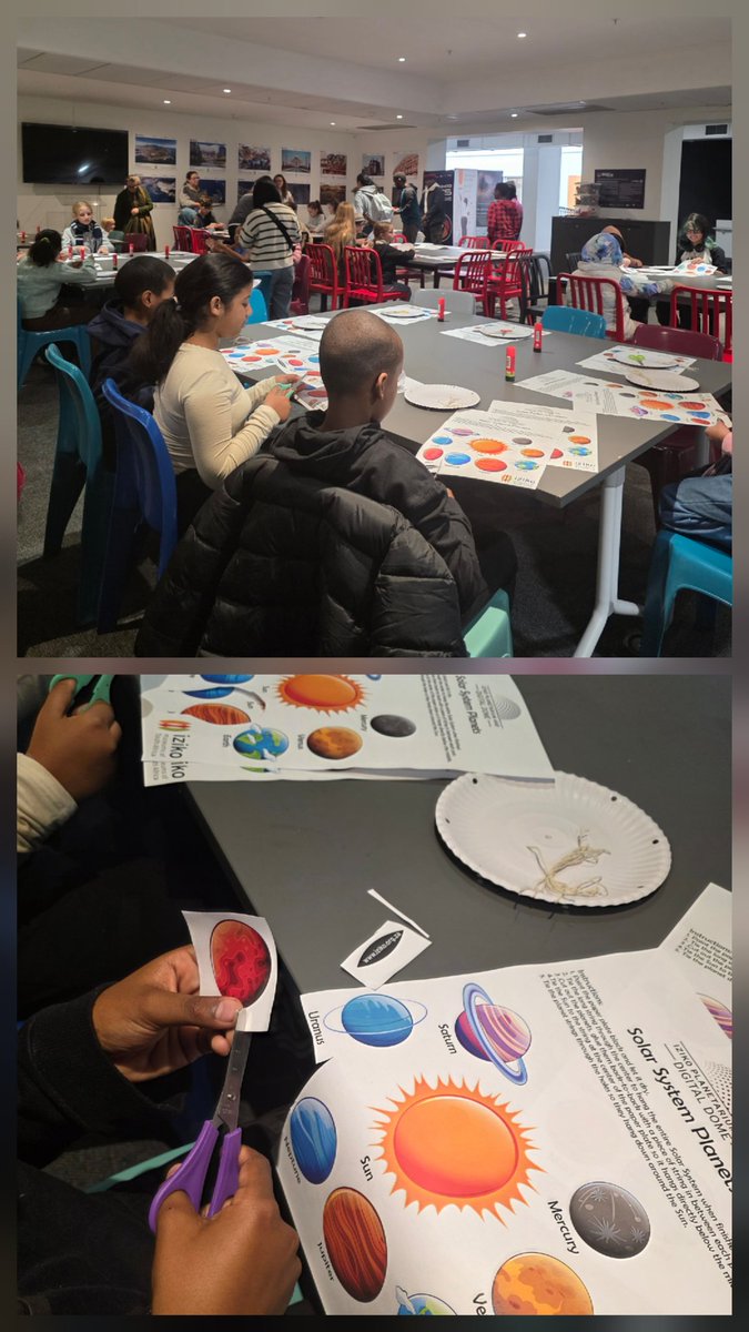 Iziko_Museums's tweet photo. Day 1 of our #WinterHolidayProgramme at the Iziko Planetarium & Digital Dome was out of this world! 🌍🪐 Young explorers discovered the planets and created their own solar system masterpieces to take home. 🎨✨
See you for Day 2! 🌟
#IzikoPlanetarium #HolidayFun #CapeTown https://t.co/eBpSS8mW10