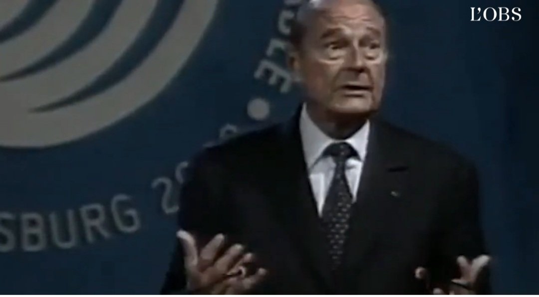 chewoimkenobi's tweet photo. "discours de Jacques Chirac à l'ONU sur l'urgence climatique le notre maison brûle" https://t.co/X15oGJ6bf8 https://t.co/WBj8YWT5Er