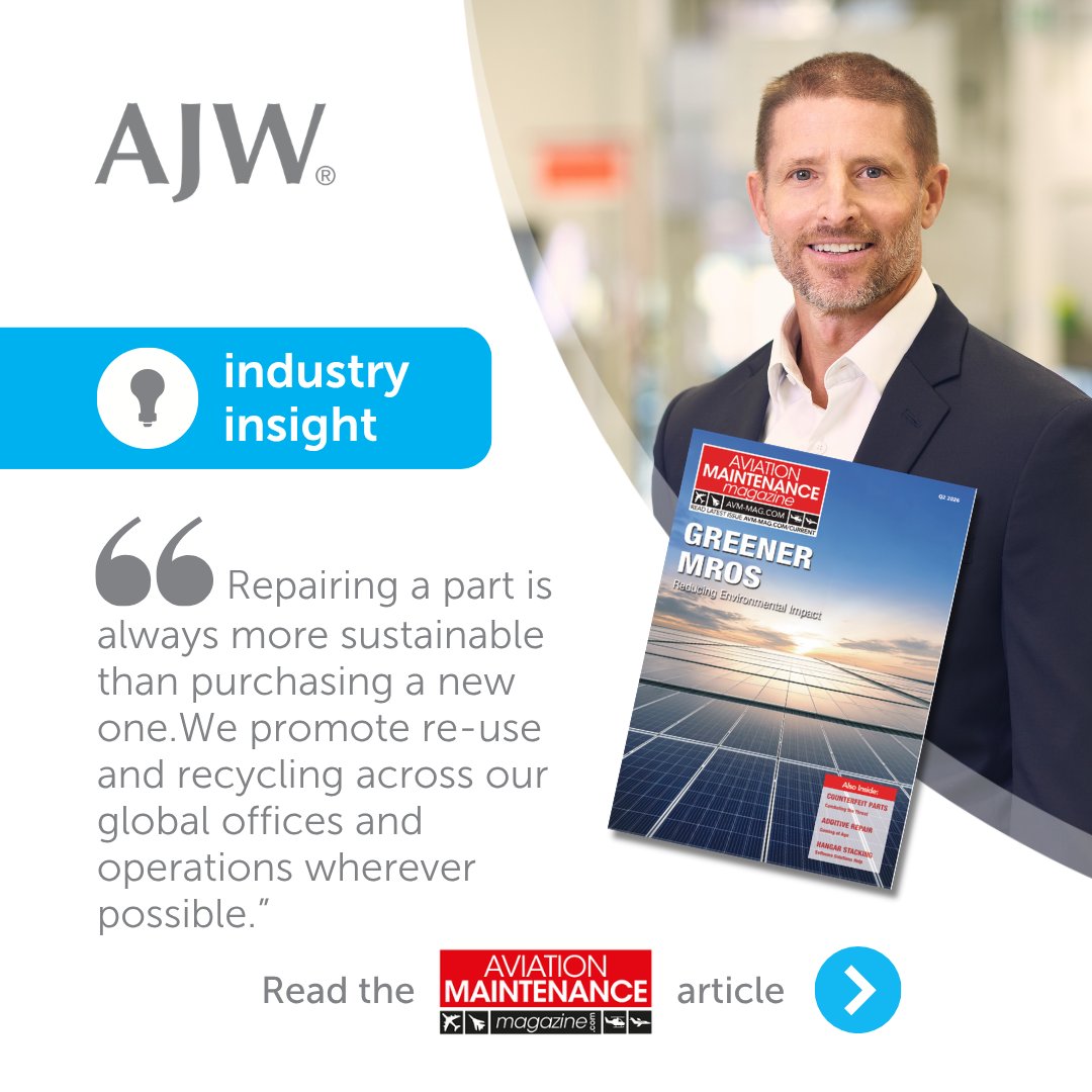 AJW_Group's tweet photo. INDUSTRY INSIGHT | Keeping Components in Service, Sustainably

In the latest issue of Aviation Maintenance Magazine, Louis Philippe Mallette, CEO, AJW Technique, shares how MROs can play a critical role in reducing waste and supporting a more circular aviation economy.

#WeAreAJW https://t.co/nRotxxQNpf