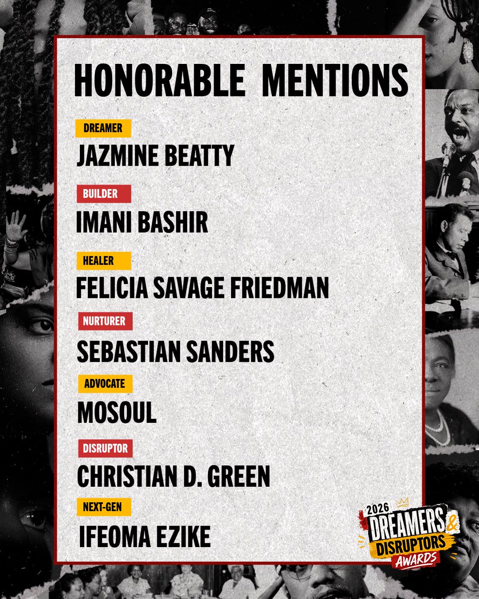 Blklivesmatter's tweet photo. The Dreamers & Disruptors Awards are a reflection of that, recognizing extraordinary leaders whose work reflects our foundational pillars and the countless ways Black communities continue to dream, organize, heal, create, advocate, and build. 

Join us in giving these changemakers their flowers. 💐 👏🏾