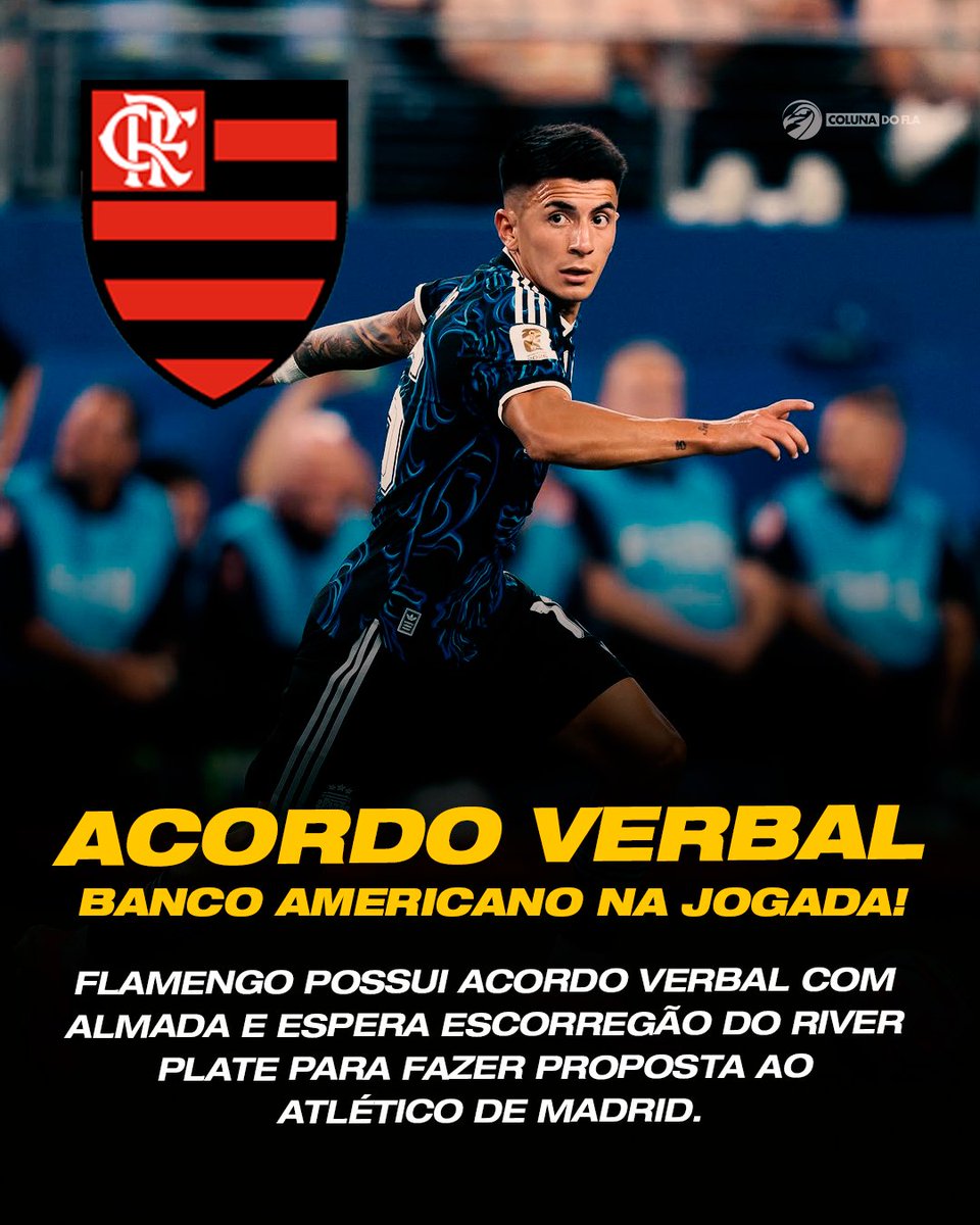 ColunadoFla's tweet photo. 🗞️  INFO EXCLUSIVA DO COLUNA DO FLA, COM @Rockhudsonrj: 

 ⁠- Acerto verbal: Flamengo tem acordo verbal com Thiago Almada e tenta atravessar o River Plate;

- Europa é prioridade: Almada deixou claro que abre mão do acordo com o Fla se chegar alguma proposta para ele seguir na Europa;

- Problema bancário: O Atlético de Madrid não é o único "dono" do contrato. Existe um banco nos Estados Unidos envolvido com a Eagles, porque ele adiantou dinheiro para o Atlético comprar o jogador no passado.

- A exigência: Esse banco americano quer garantias muito rígidas para liberar a venda. O River Plate quer pagar parcelado, mas o banco está dificultando aceitar as garantias que os argentinos oferecem.

- O resultado: Por causa dessa burocracia bancária, o contrato não consegue ser assinado agora.

- A vantagem do Fla: O Flamengo tem dinheiro disponível para fazer negociar um parcelamento bem menor que o do River e com garantias mais fortes para esse banco americano.
 
- O "bote": O Atlético de Madrid prefere receber o dinheiro logo e sem riscos. Se o banco americano continuar dificultando o parcelamento do River, o Flamengo vai entrar na negociação oferecendo o pagamento direto e rápido.

- A estratégia: O Flamengo está esperando o River "escorregar" nessa burocracia para apresentar uma proposta que o Atlético de Madrid não consiga recusar.