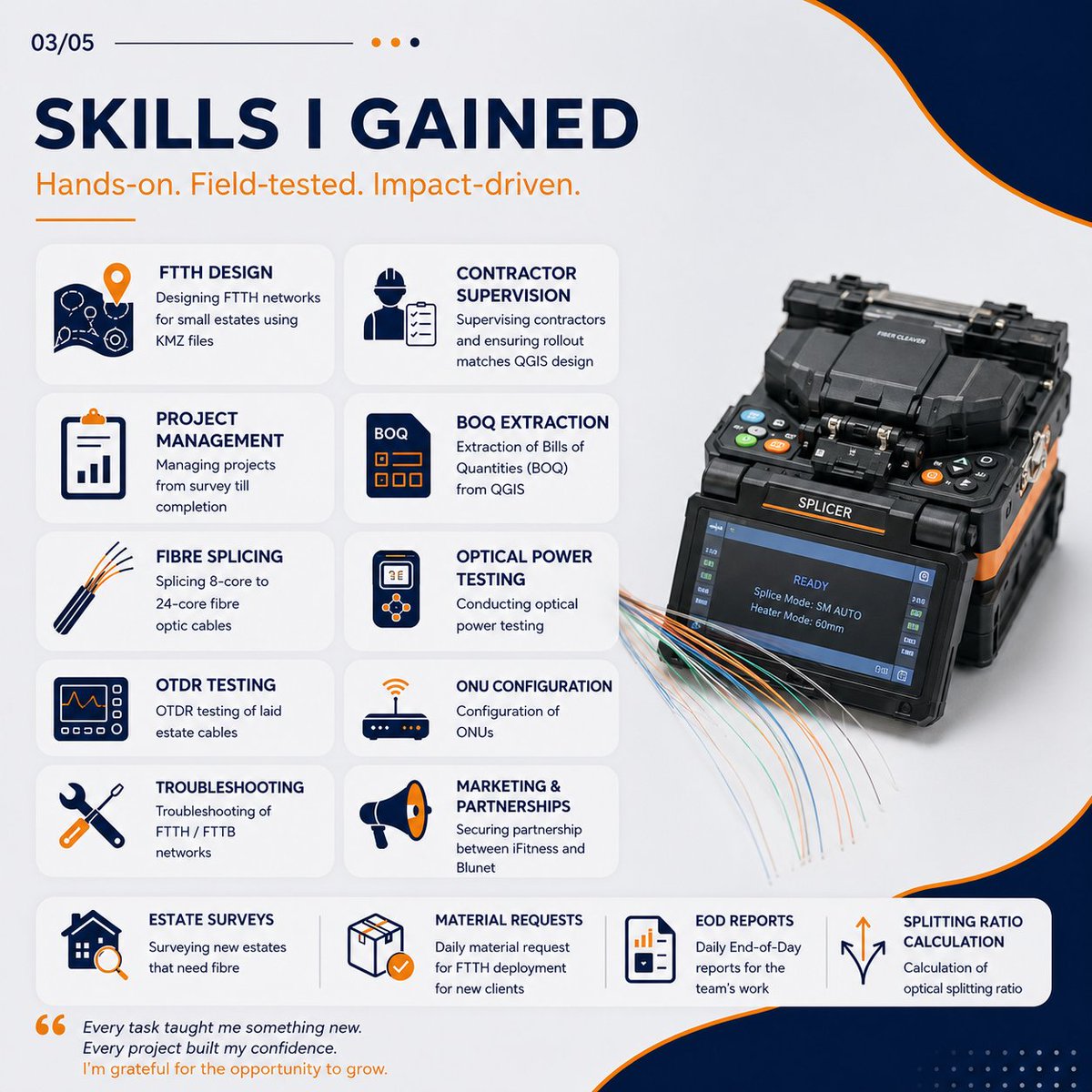 MarietteGbiaye's tweet photo. My fibre engineering journey #fibreoptics #internet #blunet #fiberx #trending #stem #engineer https://t.co/AvIRV6WKJH