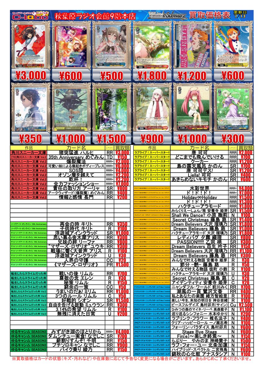 ◇ #ヴァイスシュヴァルツ 買取情報◇ 二人の「あい」 RRR 3500 始まり