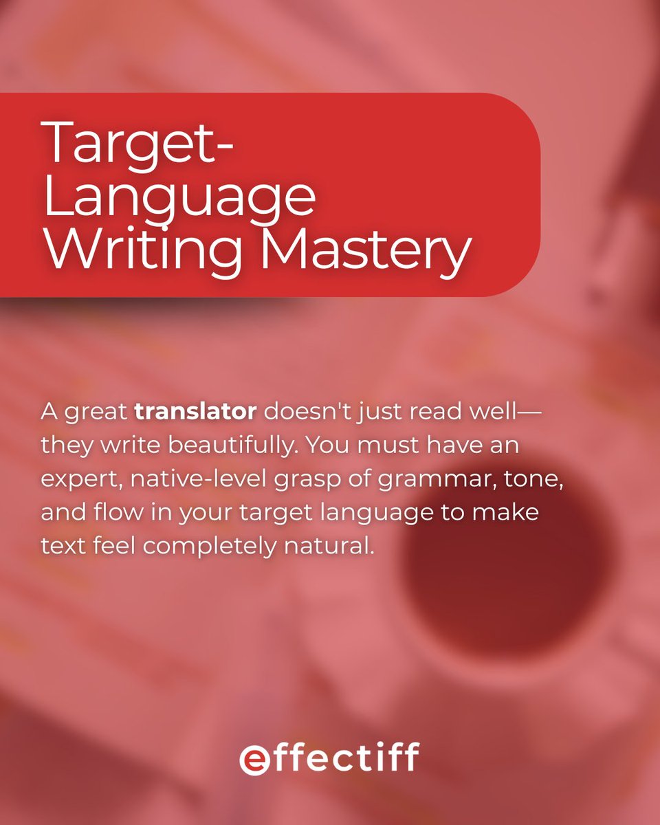 effectiff_com's tweet photo. The translation industry is changing faster than ever. To stand out, you need to be more than just bilingual.

With AI accelerating, basic fluency isn’t enough. The future belongs to specialists mastering MTPE, cultural transcreation, and niche domain expertise.

#Translation https://t.co/VwPaenXGMR