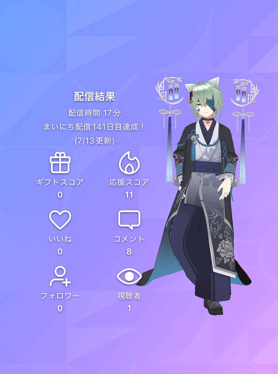 Kamiya_Meron's tweet photo. おつめろん〜
最後来てくれてありがとな
顔出しだけでもめっちゃ嬉しいわ！

疲れたからそのまま寝ますね。
みんなおやすみ(-_-)zzz https://t.co/fCe2eVlVu3
