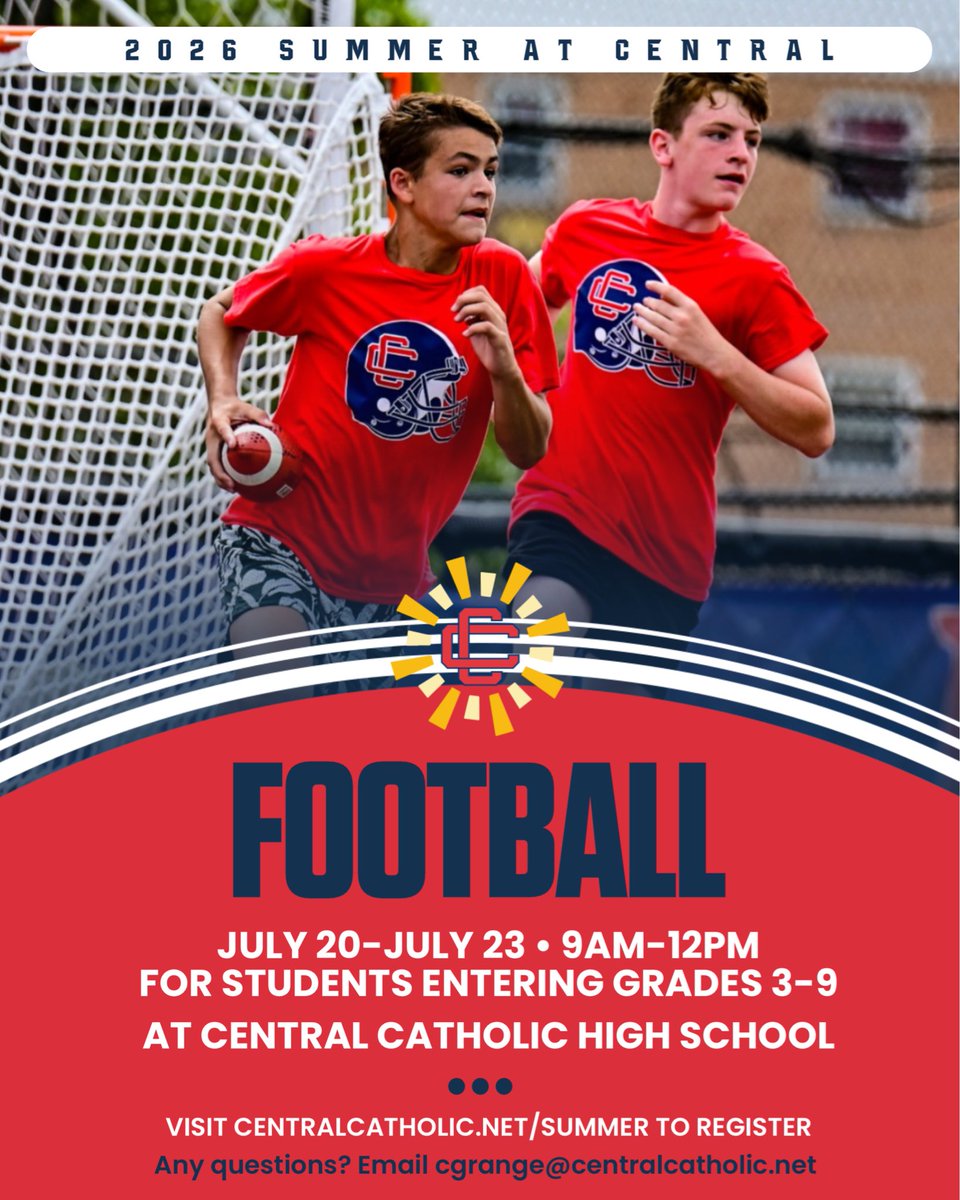 CCRaider_FBall's tweet photo. We’re 1 week away from our Summer at Central football camp! There’s still time to register and join us for some football fun on Raider Field! For more information or to register, click on the link in the bio! https://t.co/UvEUW66sMI