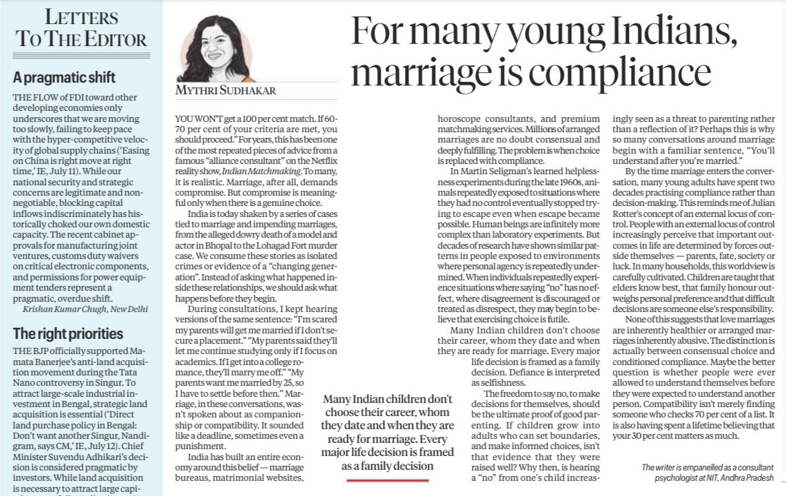 Gopathoti_'s tweet photo. Another article in The Indian Express by my little sister, Mythri Sudhakar.

Maa, writing articles for the first time involves some luck, but from the second and third time onwards it will be pure talent. And you have it in abundance.

Keep writing, keep shining Maa @_kannagi_11 https://t.co/FuQM6YaVht