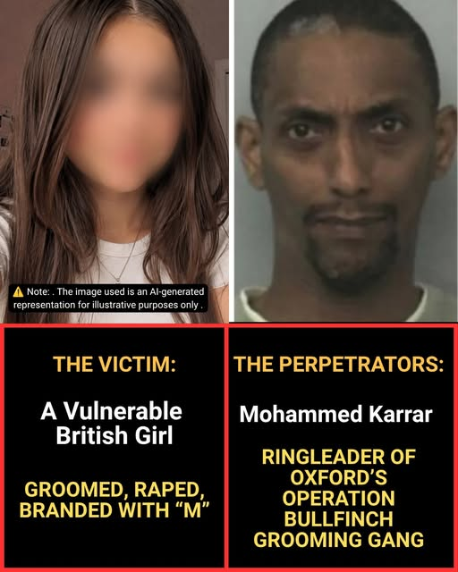 Alexandr4Denman's tweet photo. "He Heated Up My Hairpin and Branded an ‘M’ on My Bum So Other Men Would Know I Belonged to Him”: How Mohammed Karrar Turned a 12 Year-Old British Girl into His Branded Sex Slave  Pimped Out for £400–£600 While Police and Social Services Looked the Other Way in Oxford’s Operation Bullfinch Scandal
The Harrowing Story of the Girl Branded with "M" in Oxford's Operation Bullfinch Grooming Gang Case
One of the most disturbing details from the 2013 Operation Bullfinch trials reveals the extreme sadism and sense of ownership displayed by the perpetrators.
The Victim
A vulnerable 12 year old girl who acted as a carer for her deaf and ill parents. She was targeted by an organized grooming gang in Oxford.
Mohammed Karrar, a ringleader of the gang, later sentenced to life imprisonment with a minimum term of 20 years
Karrar repeatedly raped her from the age of 12, alongside his brother Bassam Karrar.
In a brutal act of marking her as his “property,” he took one of her own hairpins, bent it into the shape of an “M”, heated it with a lighter, and branded it into her buttock.
Her court testimony: "It was M for Mo and he said I belonged to him. He was branding me so people knew I was his."
All over the country these vile foreign monsters are still actively doing this to children across our country and it must be stopped , people must be held accountable that looked the other way whoever they are and whatever position they have or still hold !