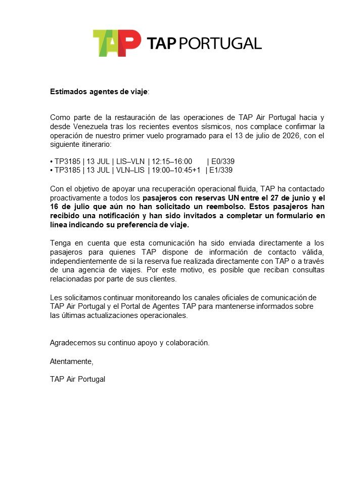 ginettegm's tweet photo. Información de Tap Air Portugal sobre reinicio de vuelos a Venezuela. https://t.co/EzO9Nb9Pak