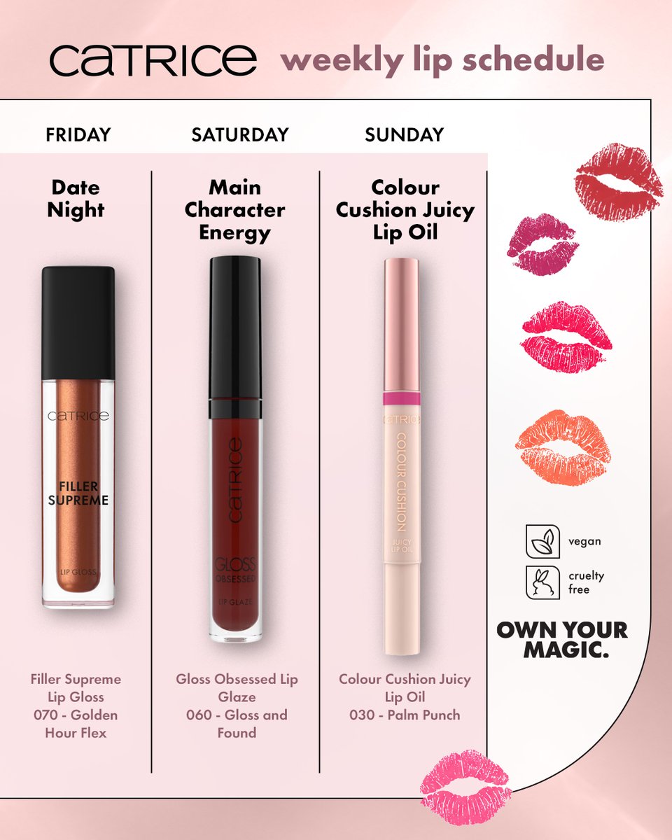 CatriceSA's tweet photo. Happy Monday! 💋✨ Which day of the week are you claiming based on these lip picks? 👀 

Shop these lippies in-store @Dischem 🛍️ https://t.co/Ws8TXNRmSY