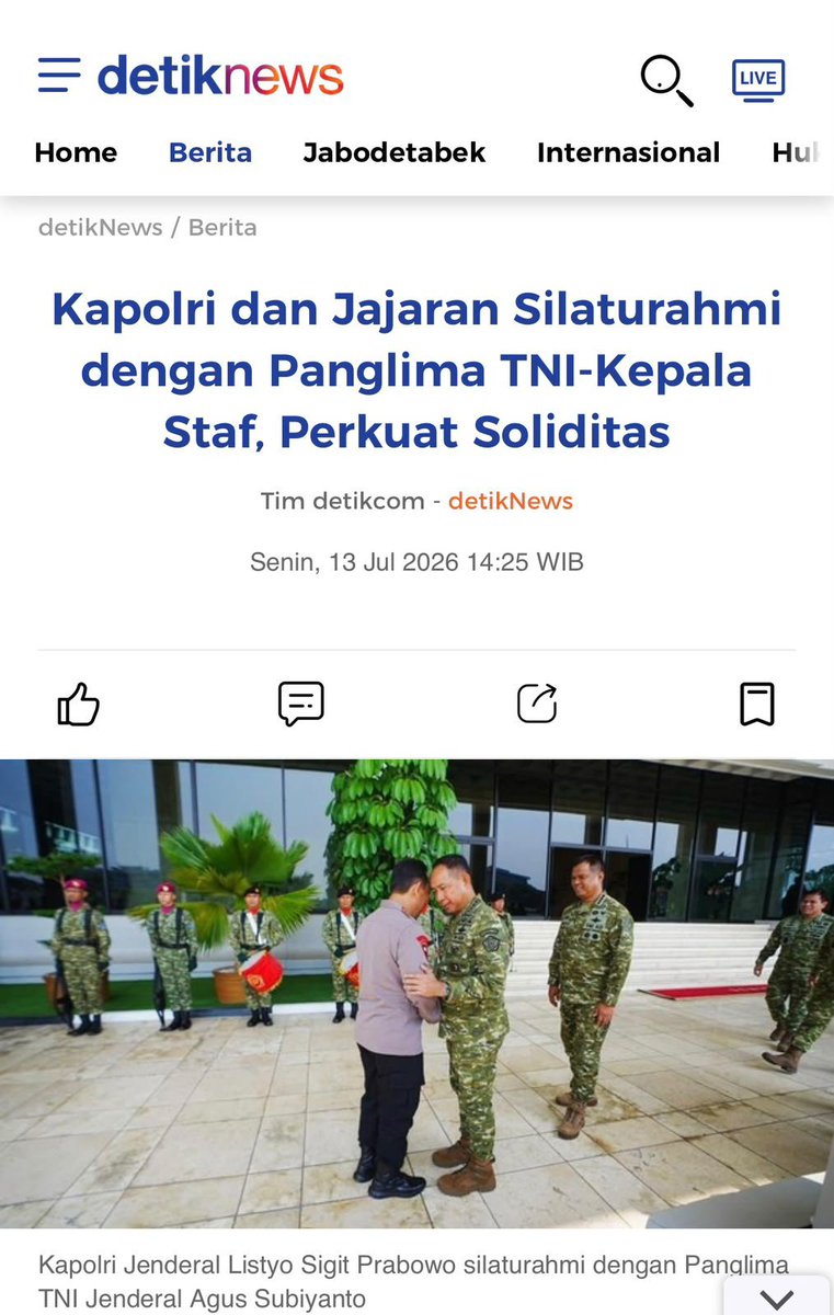 PAdiwerna's tweet photo. Perkuat Sinergi, Jaga Soliditas untuk Negeri 

Kapolri Jenderal Polisi Listyo Sigit Prabowo bersama jajaran melaksanakan silaturahmi dengan Panglima TNI Jenderal Agus Subiyanto beserta Kepala Staf Angkatan. 

TNI-Polri Solid, Indonesia Kuat. https://t.co/2qufqQLfdW