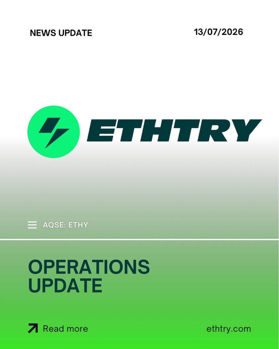 ethtryplc's tweet photo. Ethtry provides an operational update as it advances its renewable energy and AI infrastructure strategy.

Read more: https://t.co/68cb5CYwci

#ETHY https://t.co/laJe8cQV28