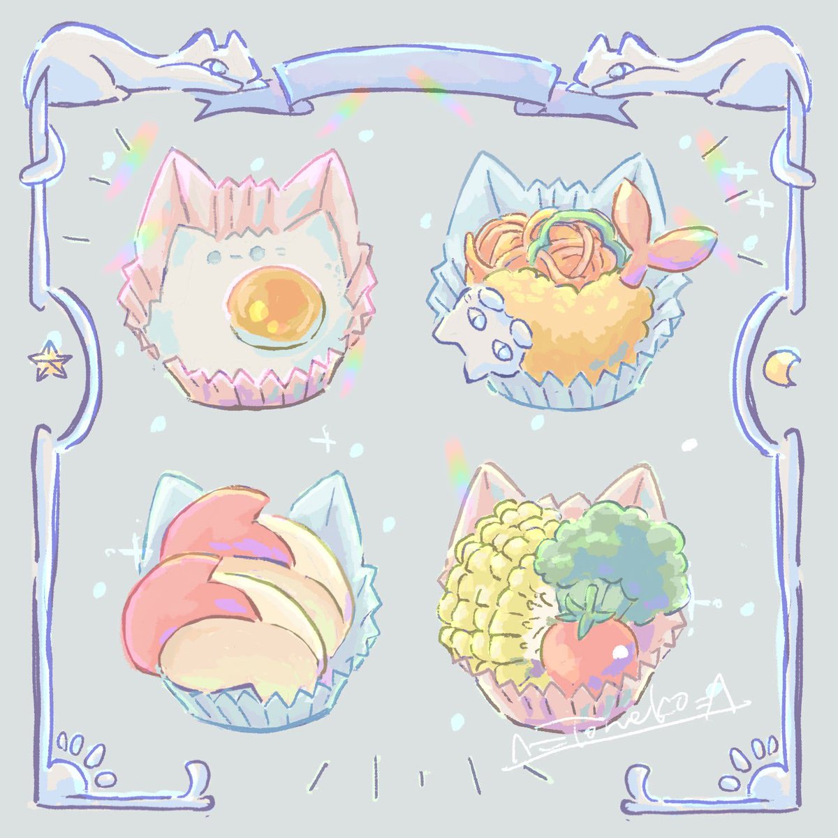 tonekoya's tweet photo. お弁当のおかずカップ

#イラスト #猫 #ネコノグラフィー https://t.co/4RWdDIU1Ym