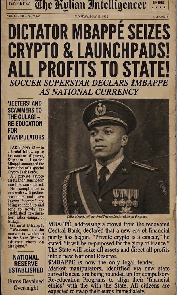 Ellynxps's tweet photo. @DictatorMbappeX Next up: Sellers and faders to the gulag! https://t.co/SFol70Io3r