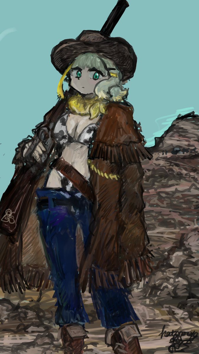 hatonoeye's tweet photo. Cow-bikini with Cowboy Style Girl https://t.co/i5Urju3g1O
