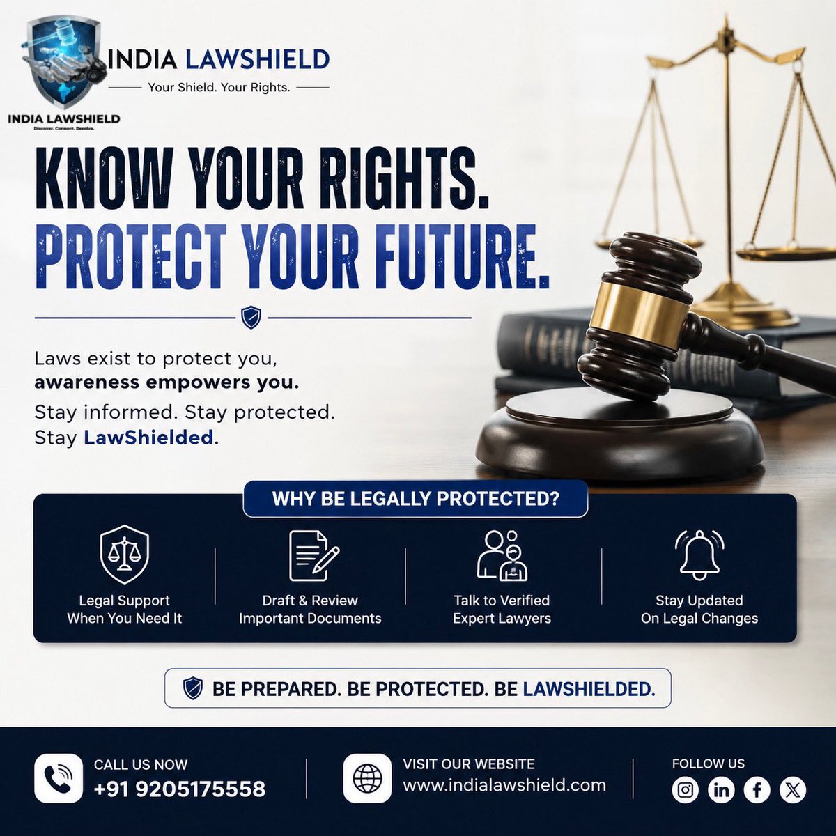 ILawshield's tweet photo. ⚖️ Legal issues can happen to anyone. Being prepared is your strongest defense.

Know your rights. Stay informed. Stay protected with India LawShield.

📞 +91 92051 75558
🌐 https://t.co/fFo2Bcas9f

#IndiaLawShield #KnowYourRights #LegalProtection #Law #India #LegalHelp https://t.co/in7VeuryhB