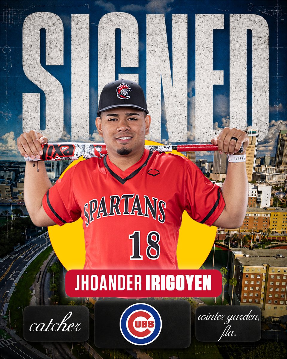 UTampaBaseball's tweet photo. All-American, SSC Player of the Year, and 2-time national champion Jhoander Irigoyen has signed a minor league free agent deal with Chicago Cubs.

#TampaBaseball⚾️ #StandAsOne🛡️ https://t.co/qNd2Z81EvJ