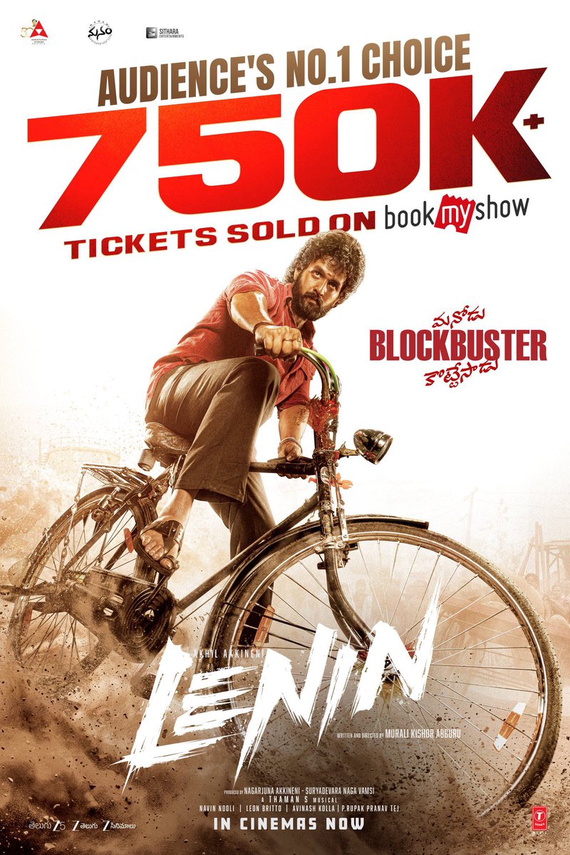 ursniresh's tweet photo. 750K+ Tickets Sold on @bookmyshow 🔥💥🔥💥🔥💥🔥💥

#LENIN #BlockbusterLENIN https://t.co/fJcpUS65Bo
