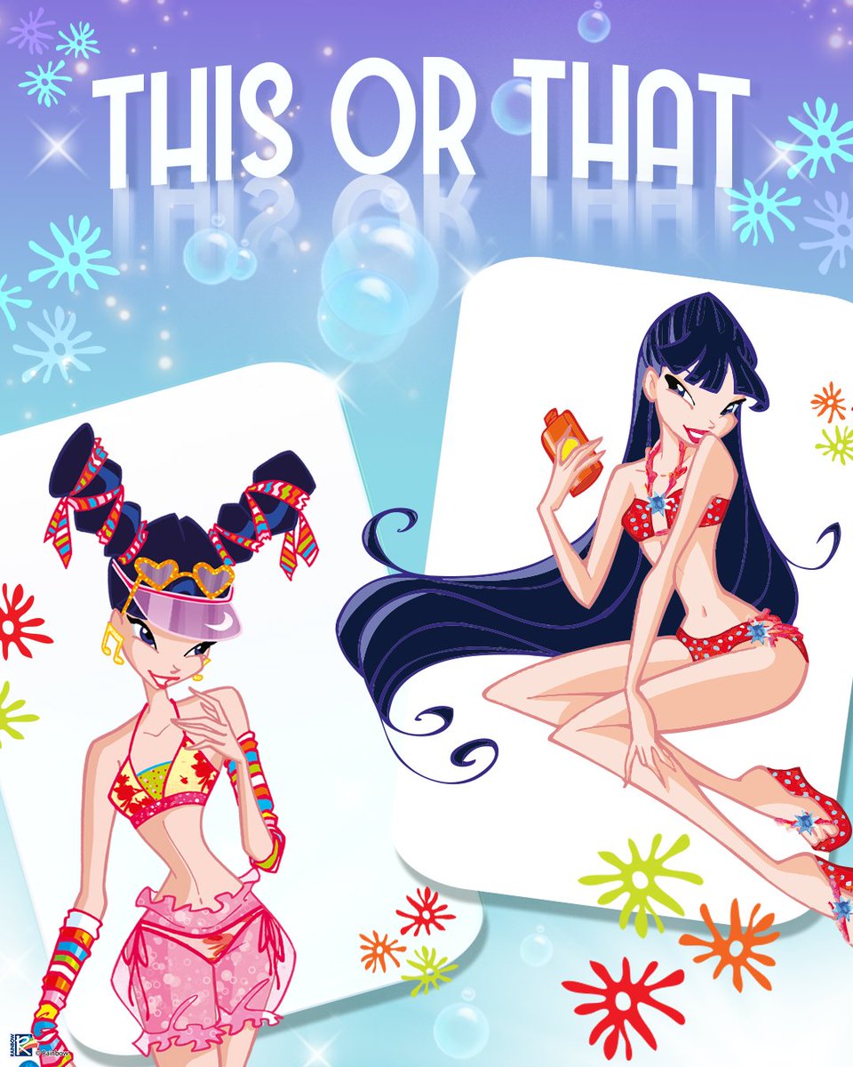 WinxClubonX's tweet photo. This or That: Summer Edition! Pick your favorite beach look and let us know in the comments! 🏖️

#winxclub #winxclubofficial https://t.co/TpwYY4Djmf