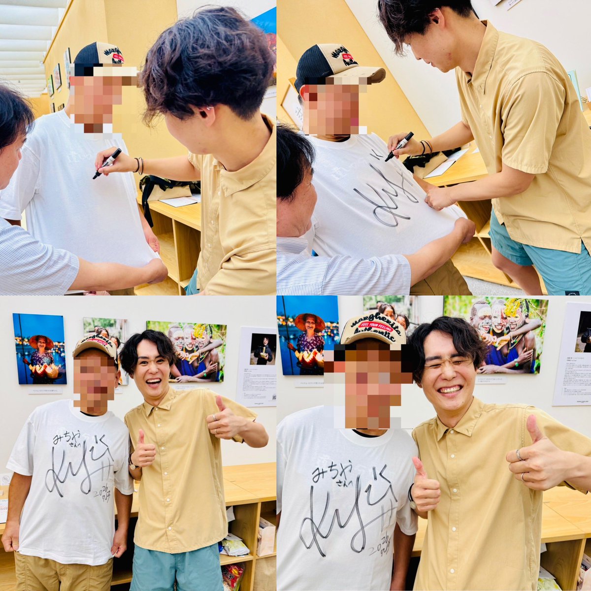 michiara1's tweet photo. @Hiromasa_kondo こんちゃん、一日在廊ほんとにお疲れ様でした����🏻
インスタやXにウユニの星空🌌の写真パネル再販切望ってコメ残して思い出してくれてありがとうございます😭
更に急遽買って来た白Tにもサインを書いて頂いて感謝感激です♪  サイン入り白Tは額に入れて家宝にします‼️😊��🏻 https://t.co/UPrxjctRYv