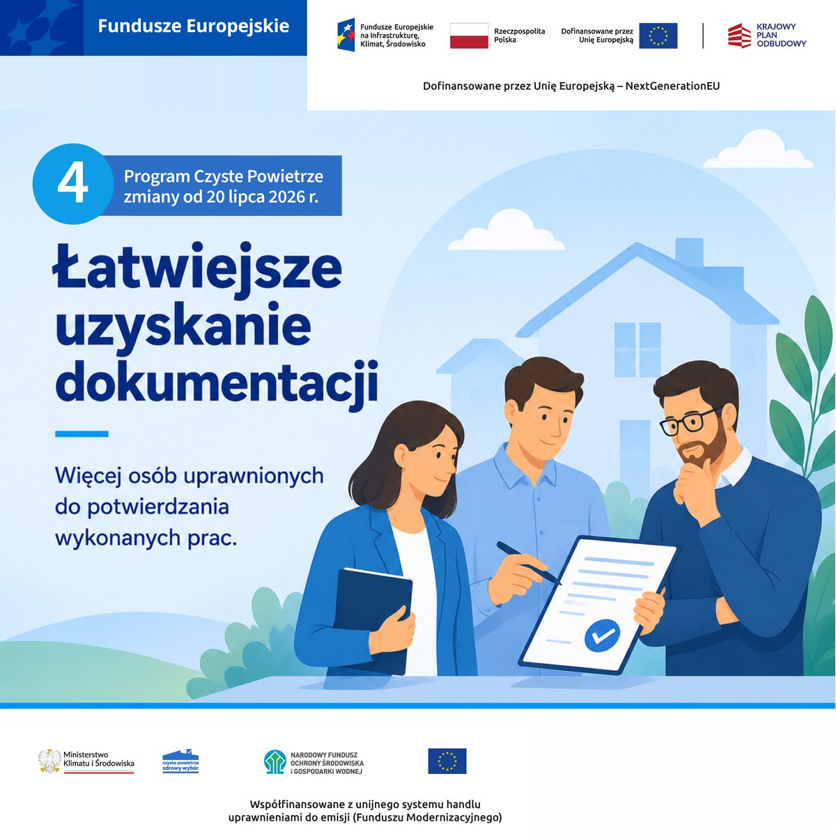 NFOSiGW's tweet photo. 📄 Prostsze potwierdzanie wykonanych prac ⤵️

Od 20 lipca dokumenty będą mogły wystawiać nie tylko mistrzowie kominiarscy, ale także osoby posiadające odpowiednie uprawnienia budowlane. To szybsze i łatwiejsze rozliczenie inwestycji.

🔗 Więcej: https://t.co/pQDpfFCwM6 

#CzystePowietrze #FunduszeUE #FunduszeEuropejskie #naInfrastrukturęKlimatŚrodowisko #KPO #FunduszModernizacyjny #NFOŚiGW @MKiS_GOV_PL @fundusze_eu @MFIPR_GOV_PL