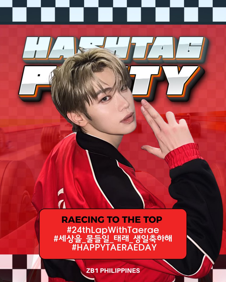 ZB1PH's tweet photo. [HASHTAG PARTY]

From every stage, Taerae keeps RAEcing to the top. Let's show him just how loved he is on his birthday! Drop the tags below~

RAECING TO THE TOP 
#24thLapWithTaerae 
#세상을_물들일_태래_생일축하해 
#HAPPYTAERAEDAY https://t.co/rFxqp5giZ5