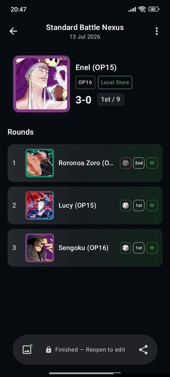 gumi_mx's tweet photo. Standard Battle Nexus

R1 vs G Zoro ⭕ 
R2 vs RU Lucy ⭕ 
R3 vs P Sengoku ⭕ https://t.co/eysYRX5vfM