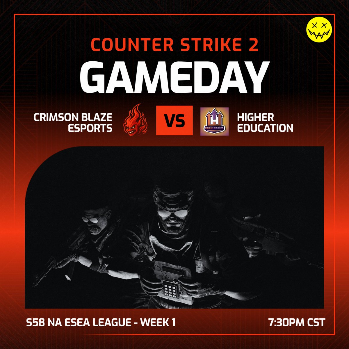 BLZE_Esports's tweet photo. 🔥 MATCHDAY 🔥

A New Season. A New Challenge. The Same Mission.

Crimson Blaze Esports Kicks Off S58 Of The ESEA League Play As We Face Higher Education In Our Season Opener.

Sponsored By @DubbyEnergy 

#esports #cs2 #gameday #newseason @ESEA https://t.co/D1juNXIsiP