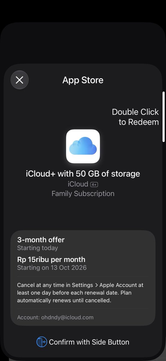 frichdandy's tweet photo. iCLOUD+ GRATIS WOY⁉️

Cara klaim:
- scan qr code nya
- klik klaim

Note:
Langsung cancel biar ga lupa nanti pas harus perpanjang otomatis 

Khusus iPhone
ANDROID MINGGIR DULU‼️
#zonauang https://t.co/VvjYGSCW8t