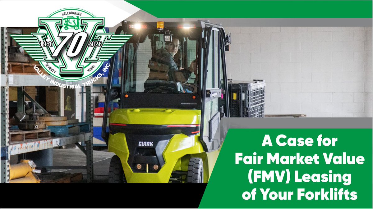 ValleyIndTrucks's tweet photo. Learn why Fair Market Value (FMV) leasing is often the best method of forklift acquisition for many #MaterialHandling and #Warehousing companies: https://t.co/YKqvFLllF0 For a consultation and quote for your current fleet, contact us at 888-952-7536. https://t.co/IJb8rbVKAk
