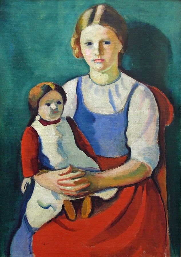 Daniela60305637's tweet photo. "Bimba con bambola" Ritratto di #August_Macke esponente del #Der_Blaue_Reiter una corrente all'interno dell'#Espressionismo tedesco che rifiutava il materialismo per una visione più spiritualistica. ❤️ https://t.co/n1CZVd6fZW