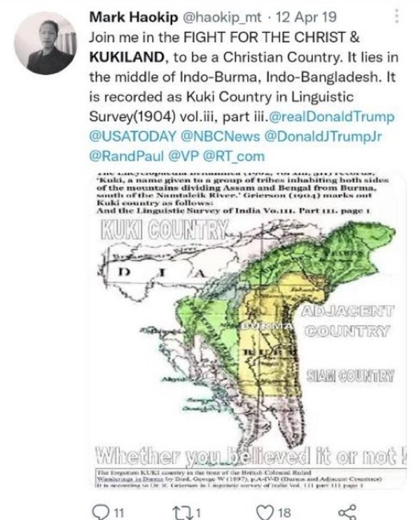 FlyingZep's tweet photo. @FrontalForce @Dig_raw21 After all Dick BJ has been fighting for Xtian country kuki country in Chin State, Burma(liberation of only Xtian state in Burma), NE India, parts of Bangladesh. https://t.co/6zdzHVc5lE