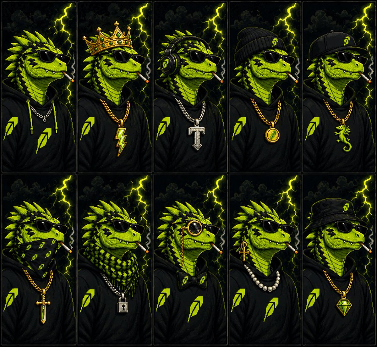 LizardOnhood's tweet photo. Introducing ThunderLizard 🦎🌩️

A collection of 1,111 Pixel Art NFTs, forged by lightning and built for true collectors coming on @RobinhoodApp

Drop Wallet For GTD WL Spot https://t.co/GA97M72lIO