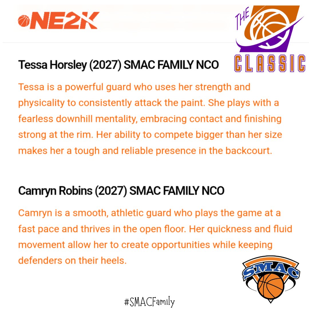 SMACFamily_GBB's tweet photo. NE2K league stop player eval writeups from The Classic and @TFNsRun4Roses 

Way to perform Cami @TessaHorsley23 and @KylieWillis24 

#SMACFamily https://t.co/YNCYAaMrZN