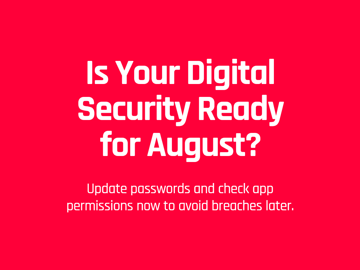 TridentitySvcs's tweet photo. Before August commitments expose a problem, run 3 digital security checks: update software, review access permissions, and back up sensitive data. Reach out with questions or to get started.

https://t.co/bCoonDbZNF https://t.co/V114FjZ8cy