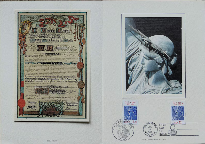 elementsdeco's tweet photo. Rare Statue of Liberty Centennial 1886-1986 First Day Cover 🇫🇷🇺🇸
Deluxe Folio + Numbered 02698
A true philatelic gem! 🔥
https://t.co/e6zYNepNY8
#Philately #StampCollecting #FirstDayCover #StatueOfLiberty #RareStamps #PostalHistory https://t.co/1VEQtoiq4C