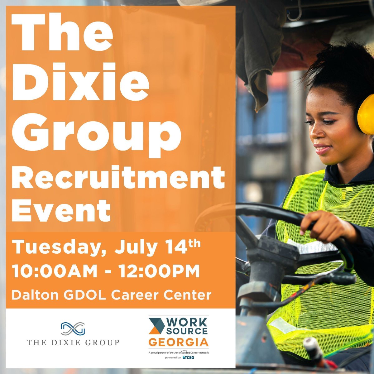 WorkSourceGA's tweet photo. Attend The Dixie Group Recruitment Event TOMORROW - apply for CDL Driver, Creeler + more!

Sign up FREE: https://t.co/7fhfEKnoU7

*Bring your rèsumè!

July 14 | 10AM to 12 Noon
GDOL Dalton Career Ctr 
1406 Chattanooga Ave

#jobfair #cdljobs #manufacturingjobs https://t.co/LYqzt2R3y0