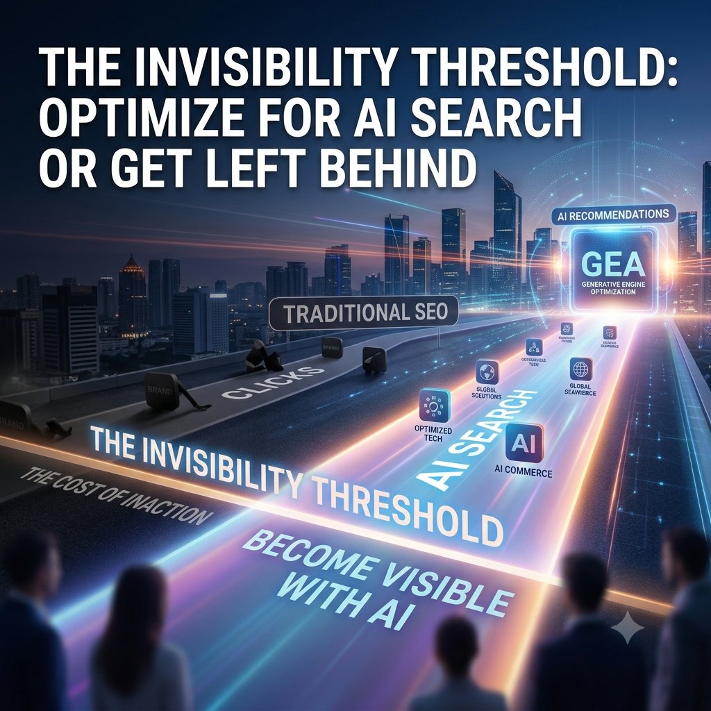 aisearchagency's tweet photo. Traditional SEO is dying. Consumers don't want 10 blue links; they want direct answers from ChatGPT, Gemini, and Perplexity.

If AI isn't citing your business, you don't exist to the user. Don't hit the Invisibility Threshold. Move to GEO.

#AISearch #SEO #BusinessGrowth https://t.co/jvHf4zjnj8