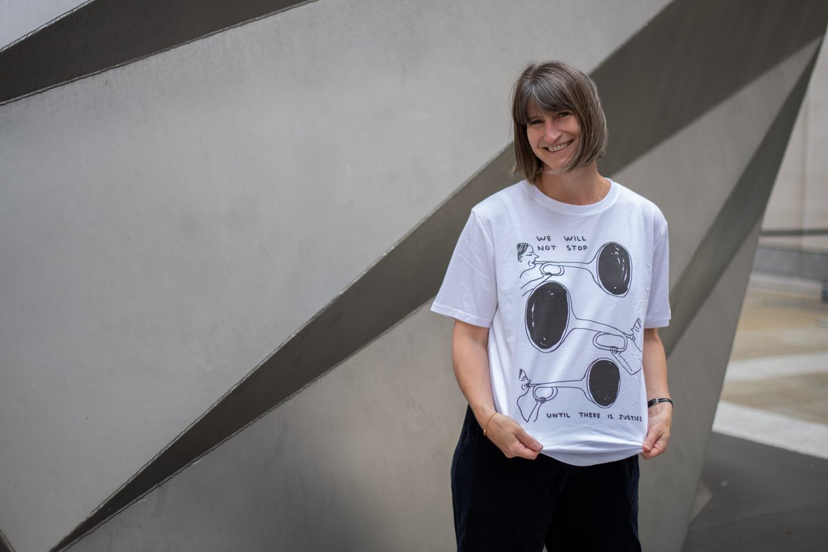 JUSTICEhq's tweet photo. 🎺@davidshrigley has designed a T-shirt for us!   

As our work to defend jury trials continues, one thing is clear: 'We will not stop until there is justice.'

All proceeds support our efforts to build a fairer justice system for everyone.

Get yours: https://t.co/PpwVpcfVp9 https://t.co/ZwcDEGI09P