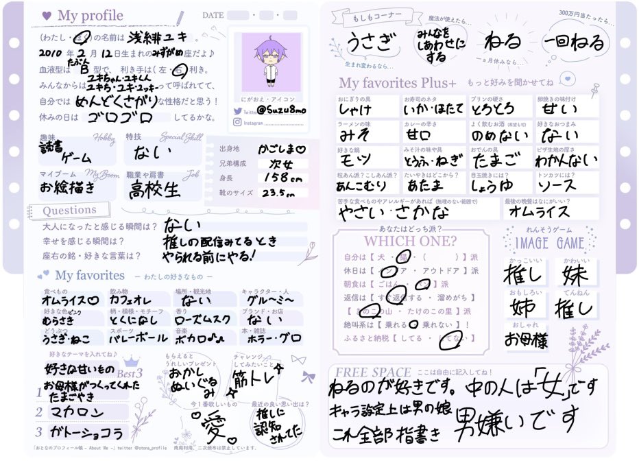 なな⭐︎プロフ必読ページ ななおのプロフ帳